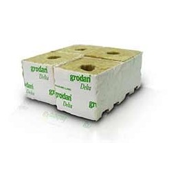 Cube de laine de roche 100x100mm Petit trou 25/35