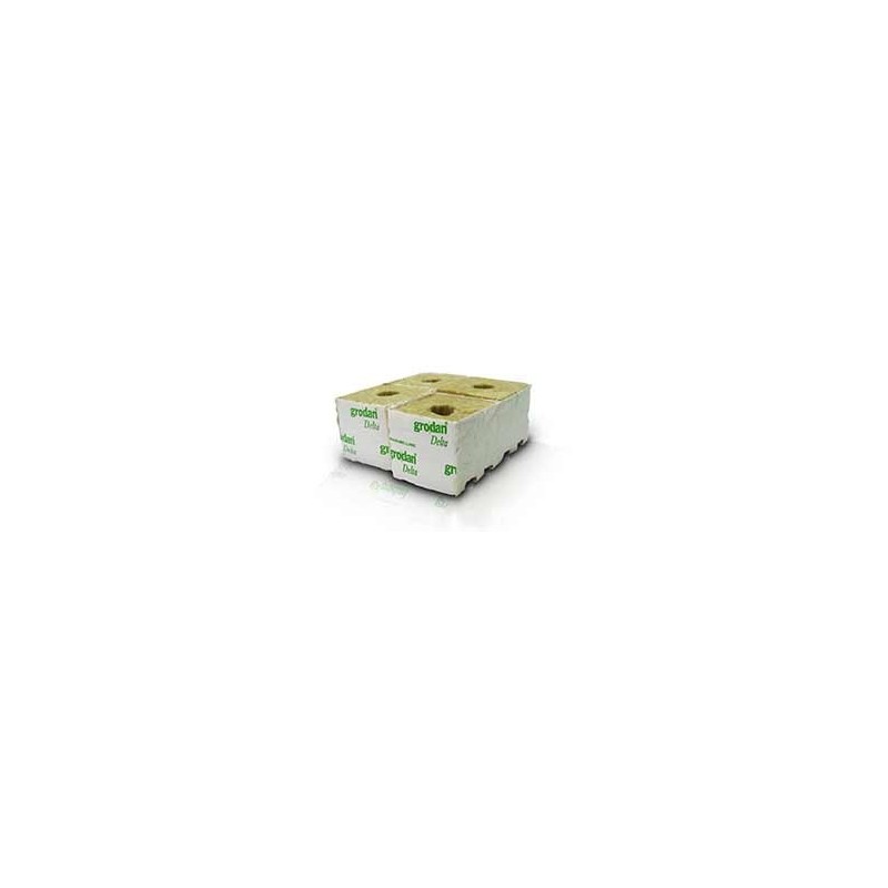 Cube de laine de roche 100x100mm Petit trou 25/35